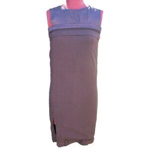Maison Margiela Sheath Dress Plum Wool Crew Neck Sleeveless Side Slit Short 1
